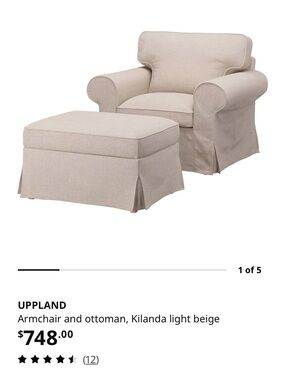 IKEA UPPLAND Armchair  Slipcover Set in Light Beige